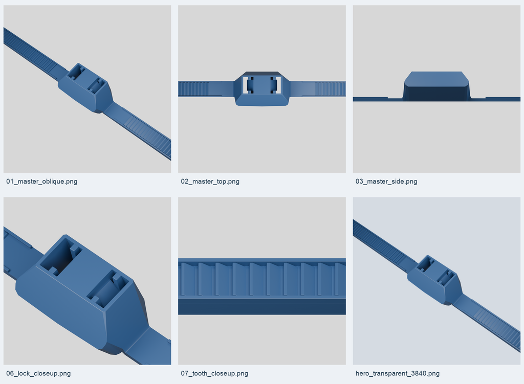 AI-assisted 3D model of custom cable ties created with GPT-6 Astra, Codex and Blender